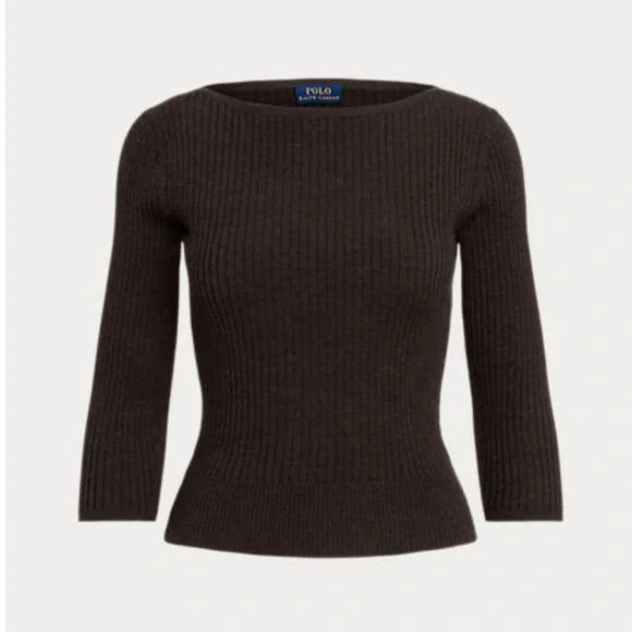 POLO RALPH LAUREN SLIM RIB-KNIT TWO PIECE SET W/BOATNECK TOP & MIDI SKIRT SIZE S - Picture 5 of 10